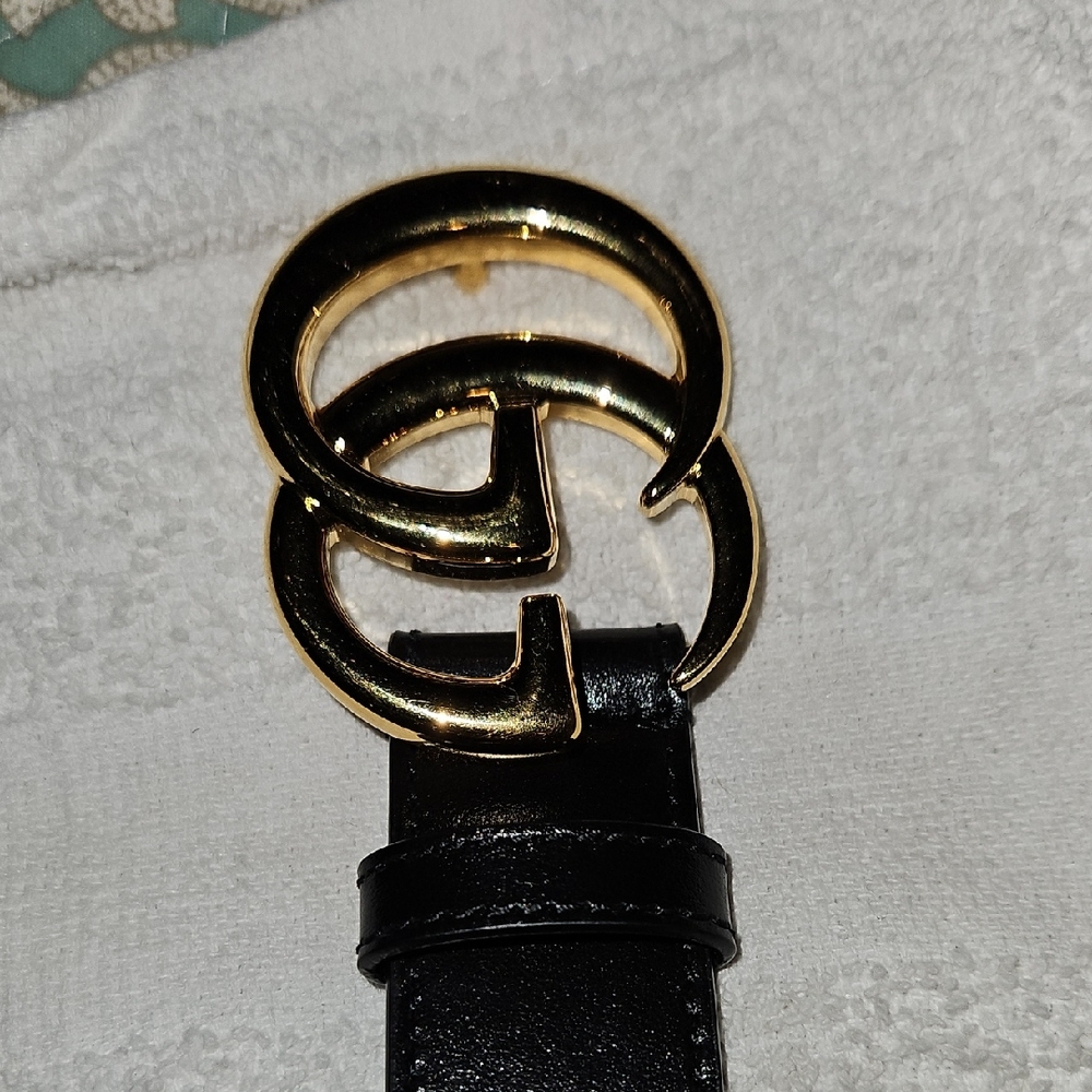 Gucci Black Belt with Gold GG Buckle